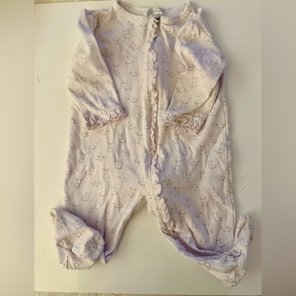 Kissy Kissy Light Pink Bunny Ruffle Footed One-Piece
